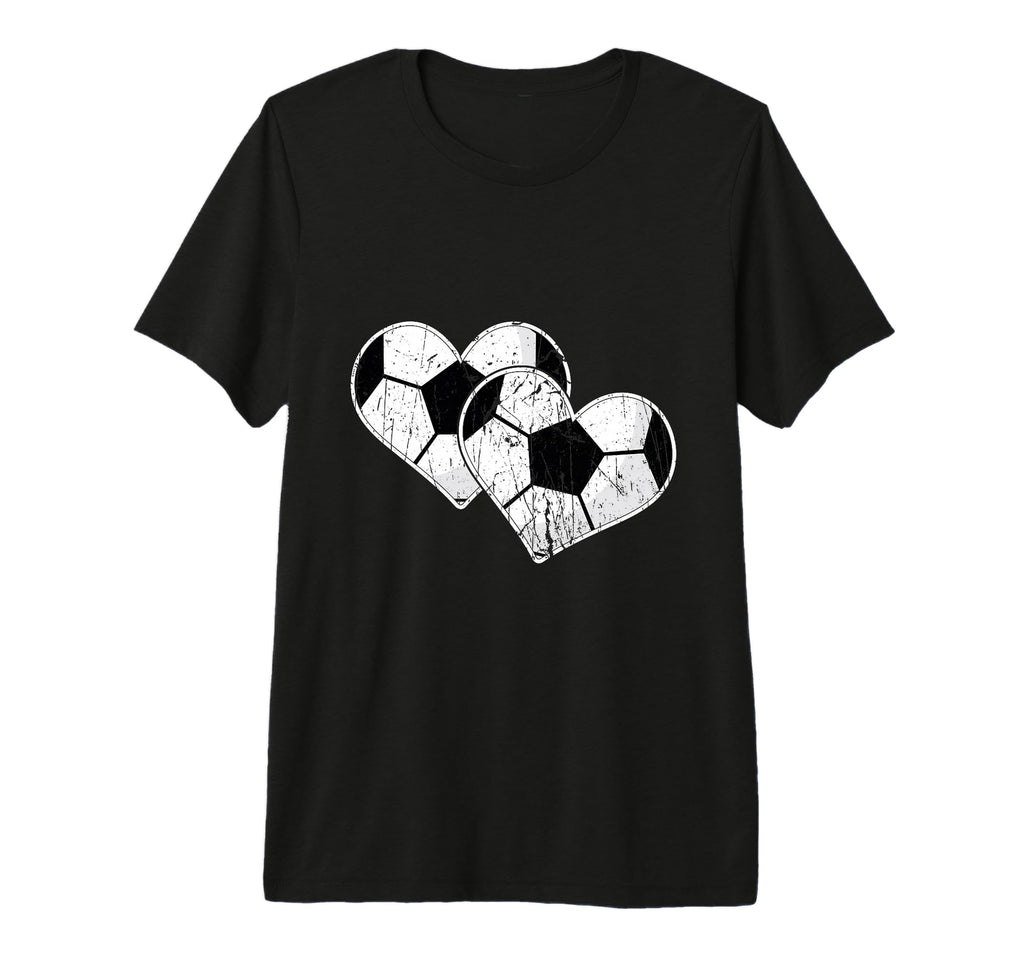 Double Heart Soccer Football Fan Tri T-Shirt - Unique Graphic Men Women