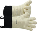 GEEKHOM BBQ Gloves Heat Resistant Oven Mitts - Silicone Grilling Gloves with 13.7" Arm Protection - Waterproof Pot Holder Non-Slip for Men & Women, Kitchen Outdoor Cooking, Baking, Camping, Mint Beige