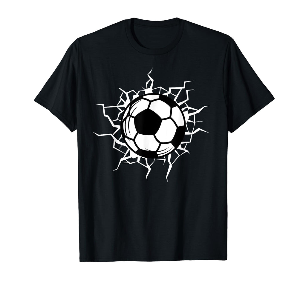 Soccer Ball Cracked Wall Funny Soccer T-Shirt - Aesthetic Graphic Unisex