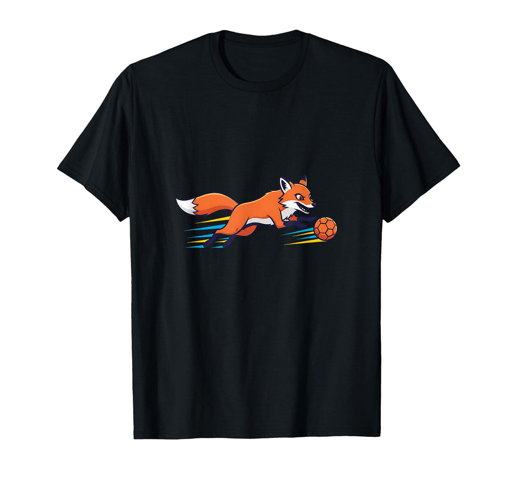 Speedy Fox Football Striker Running Ball T-Shirt - Graphic Print for Adults