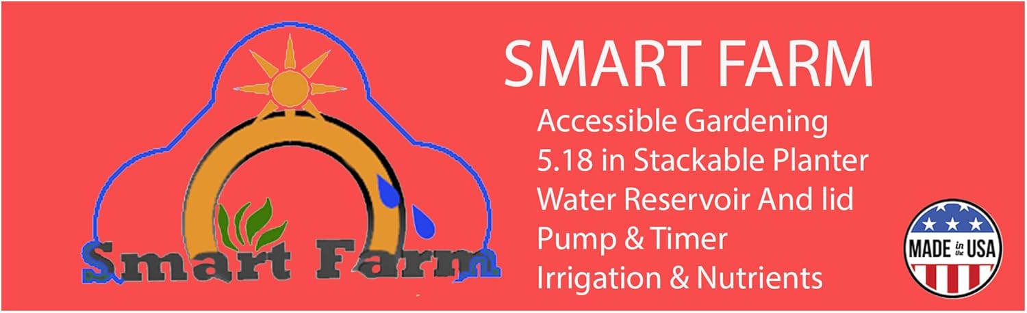 Mr. Stacky Smart Farm - Automatic Self Watering Garden - Grow Fresh Healthy Food Virtually Anywhere Year Round - Soil or Hydroponic Vertical Tower Gardening System (Standard Kit, Black)