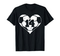 Soccer Number 14 Jersey Funny Soccer Heart T-Shirt - Graphic Print Unisex