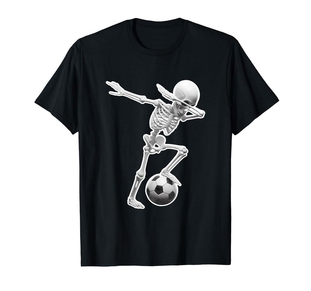 Dabbing Skeleton Soccer Spooky Season T-Shirt - Graphic Print Men Women
