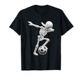 Dabbing Skeleton Soccer Spooky Season T-Shirt - Graphic Print Men Women