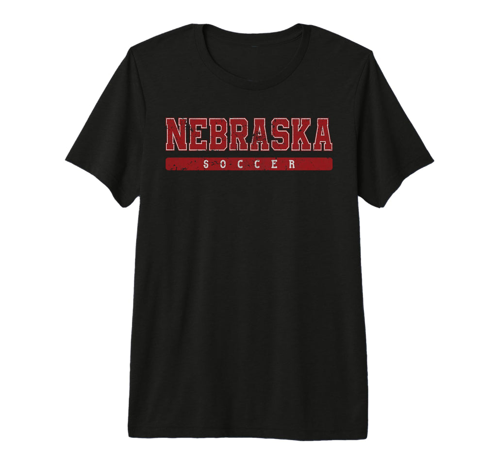 Nebraska Soccer Red Text T-Shirt - Minimalist Print for Adults