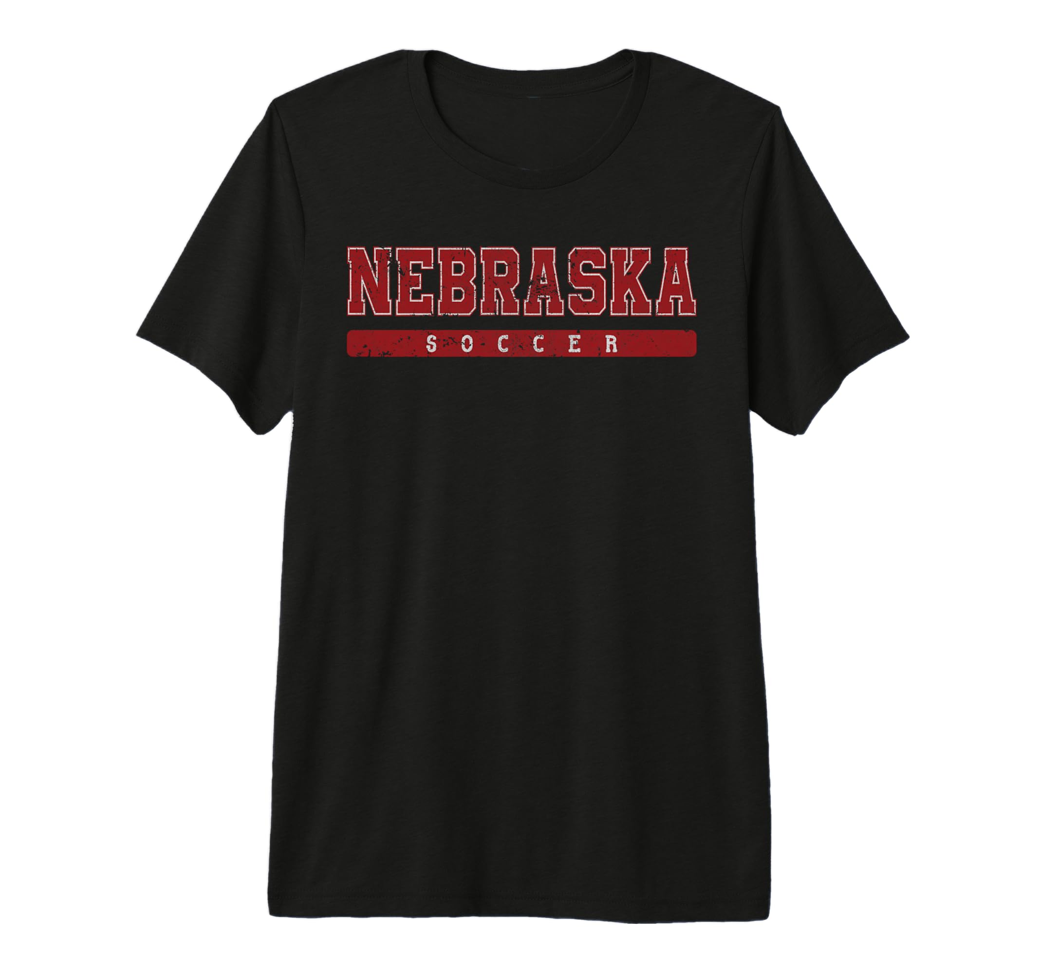 Nebraska Soccer Red Text T-Shirt - Minimalist Print for Adults
