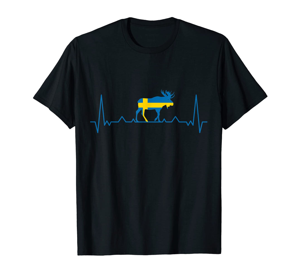 Sweden Moose Heartbeat Travel Sweden T-Shirt - Graphic Print Men Women