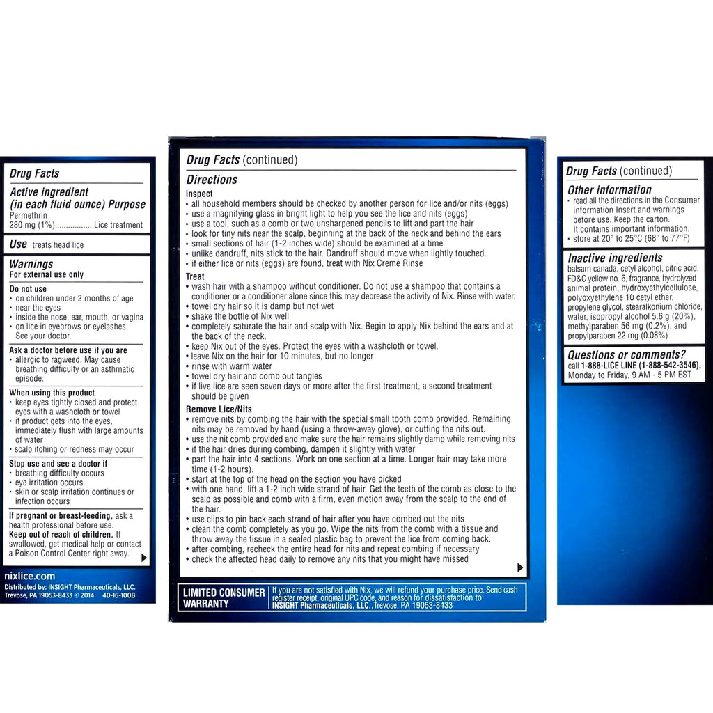 Nix® Permethrin Lice Killing Creme Rinse 63736002403