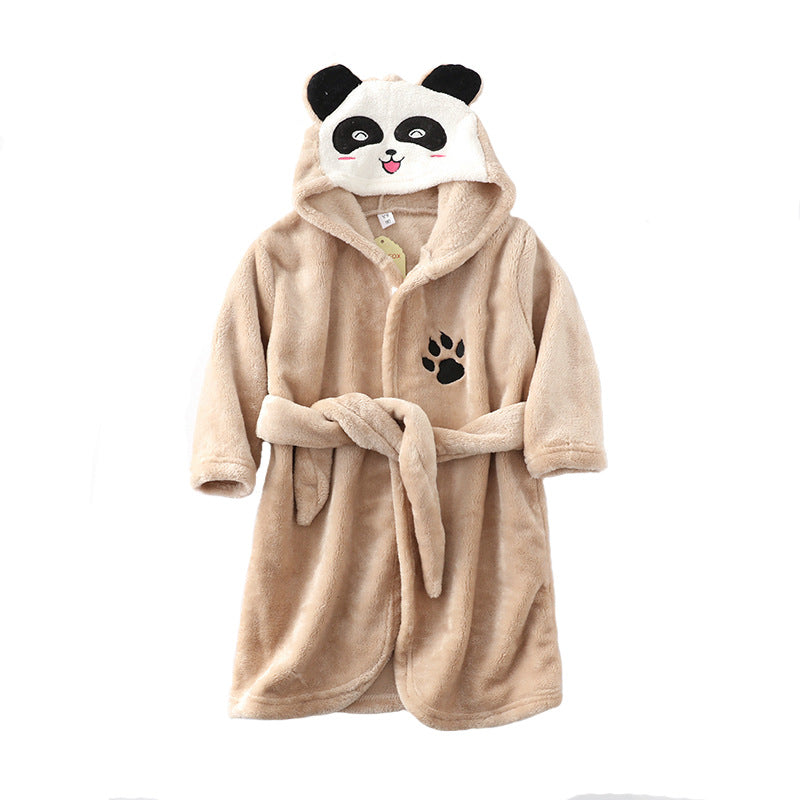 Flannel lace hooded bathrobe