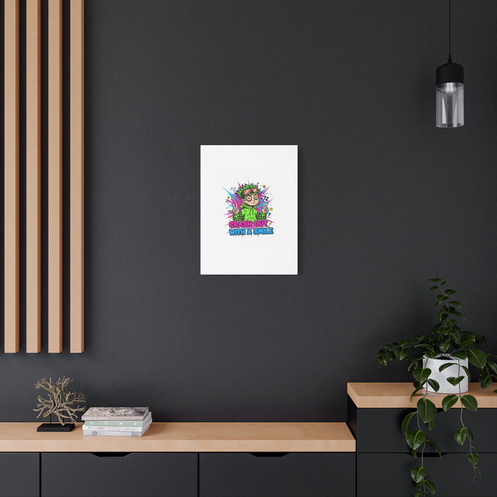 Crash Out With a Smile Canvas Print | Neon Skate Graffiti, Meme Meltdown Art