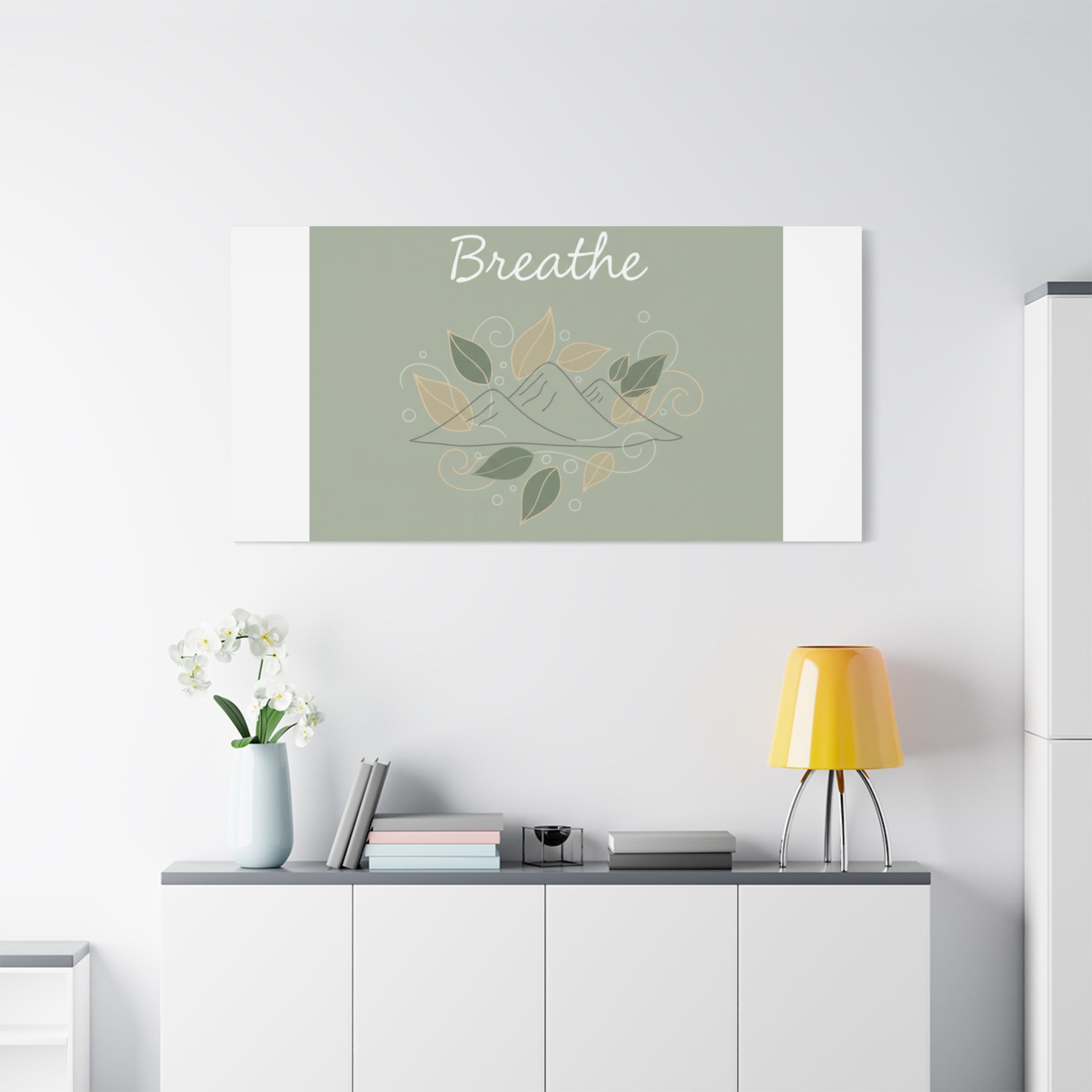 Breathe Mountain Line Canvas | Nature Symbols, Minimal Forest Wall Art