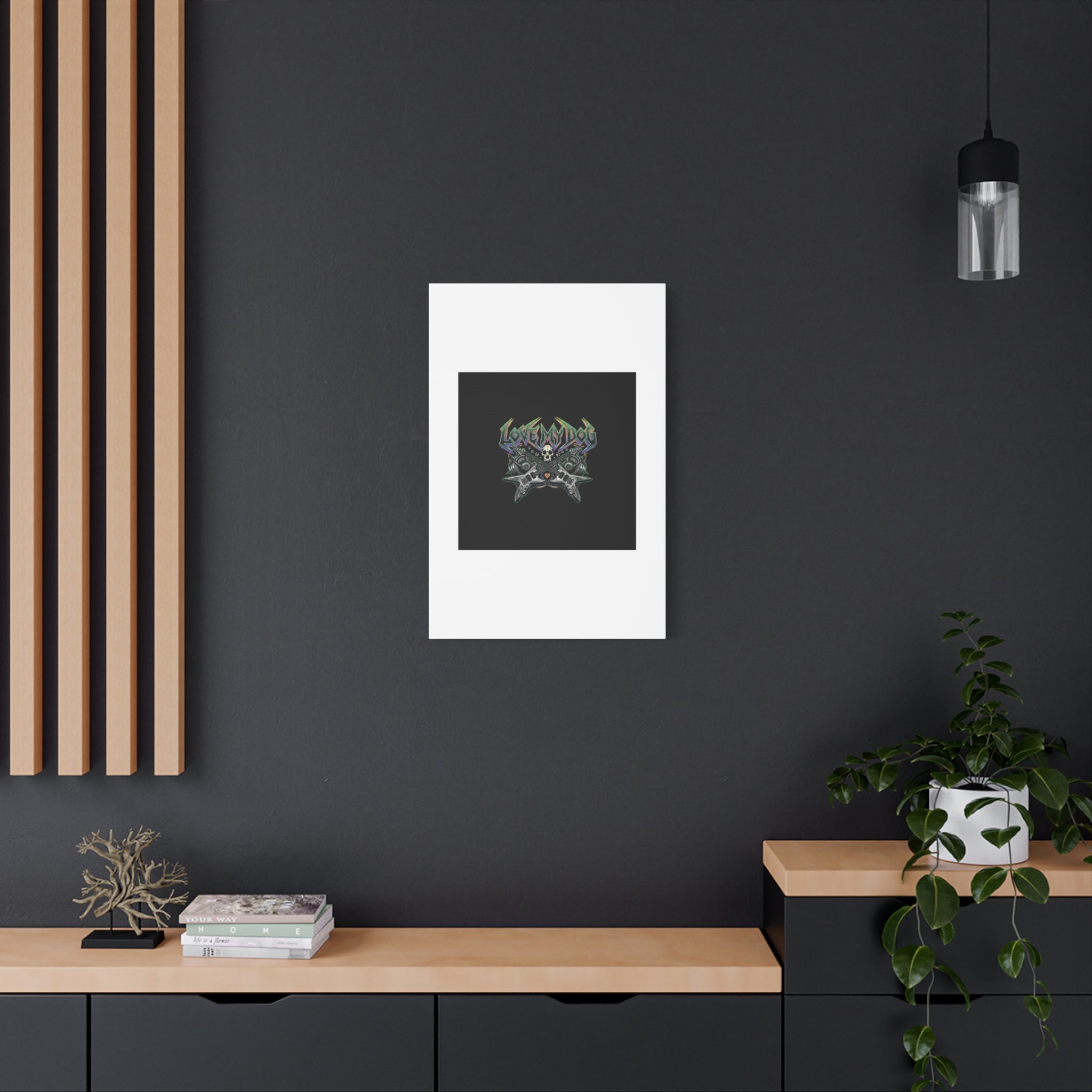 Love My Dog metal font Canvas | gothic wellness quote, edgy self-care merch