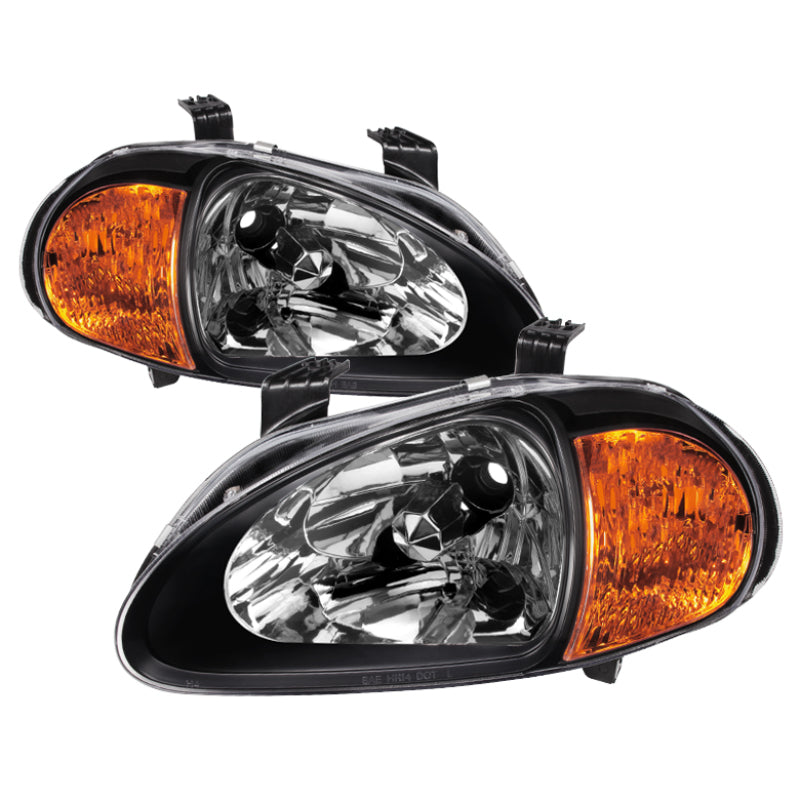 SPYDER Xtune Honda Del Sol 93-97 1Pc Amber Crystal Headlights Black HD-ON-HDEL93-1P-AM-BK 5013408