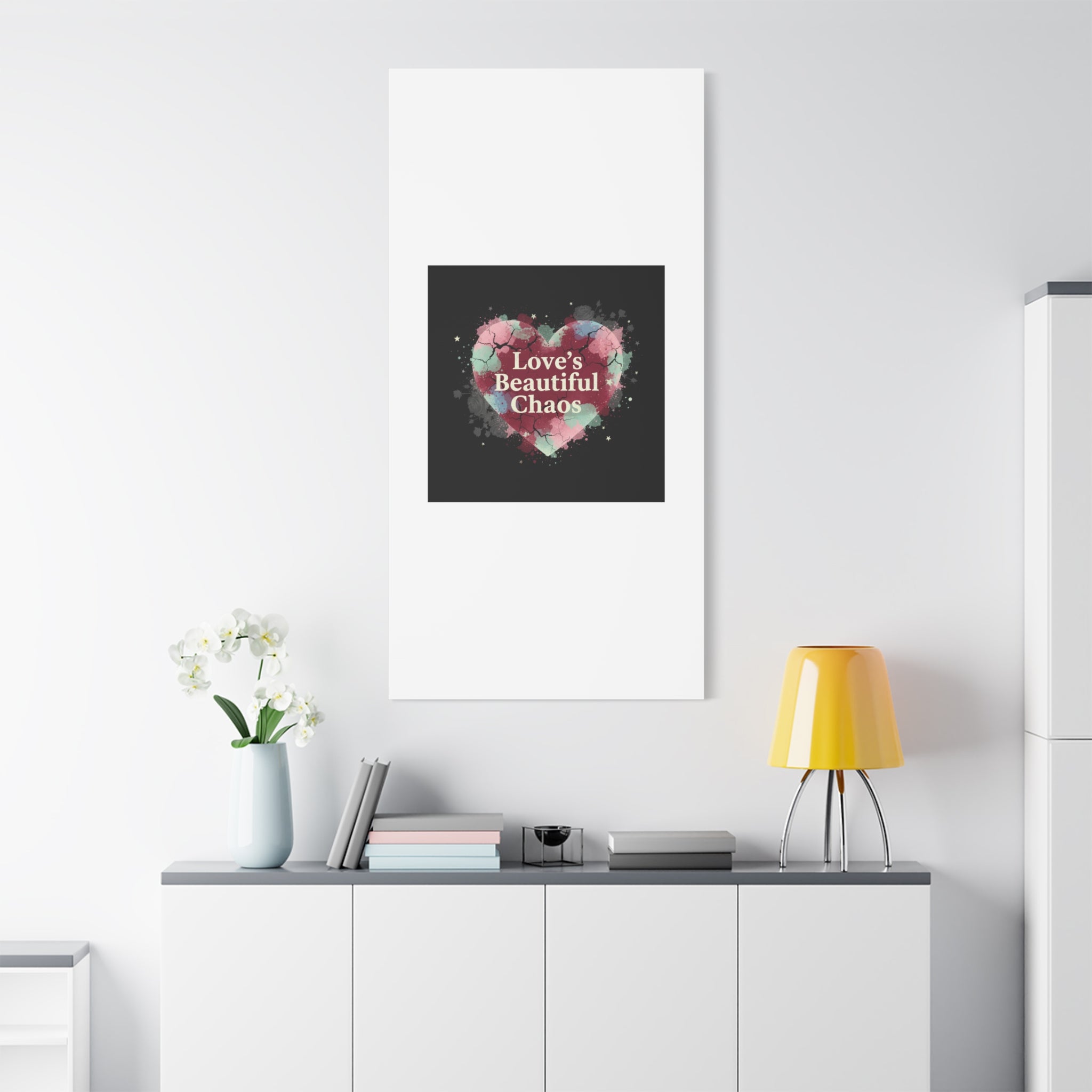 Love's Beautiful Chaos Canvas Print | Soft Grunge Hearts, Distressed Heart Art