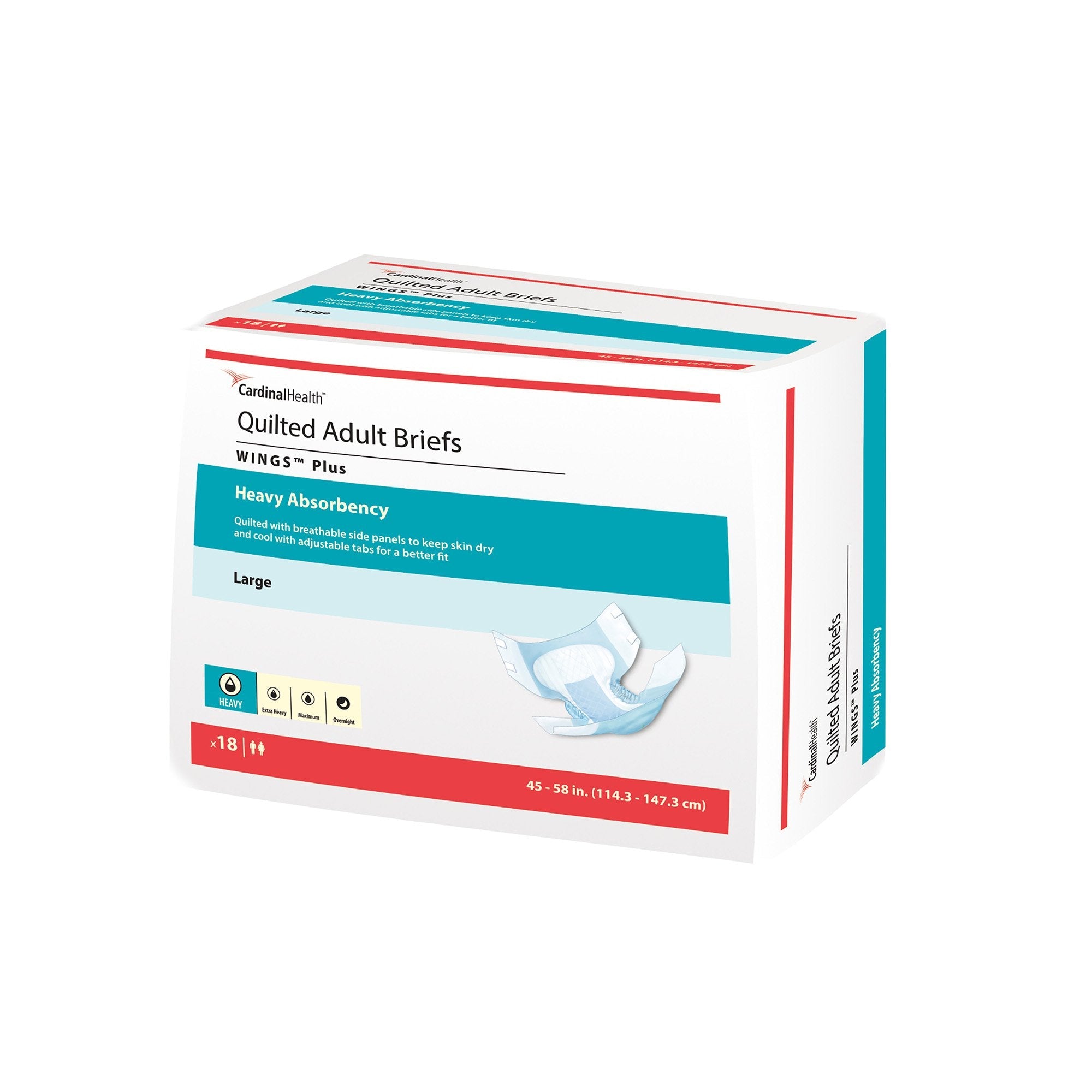 Wings™ Plus Quilted Heavy Absorbency Incontinence Brief, Extra Large 66035