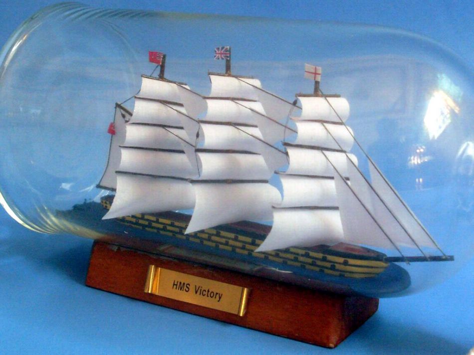 HMS Victory Model Ship in a Glass Bottle 11""