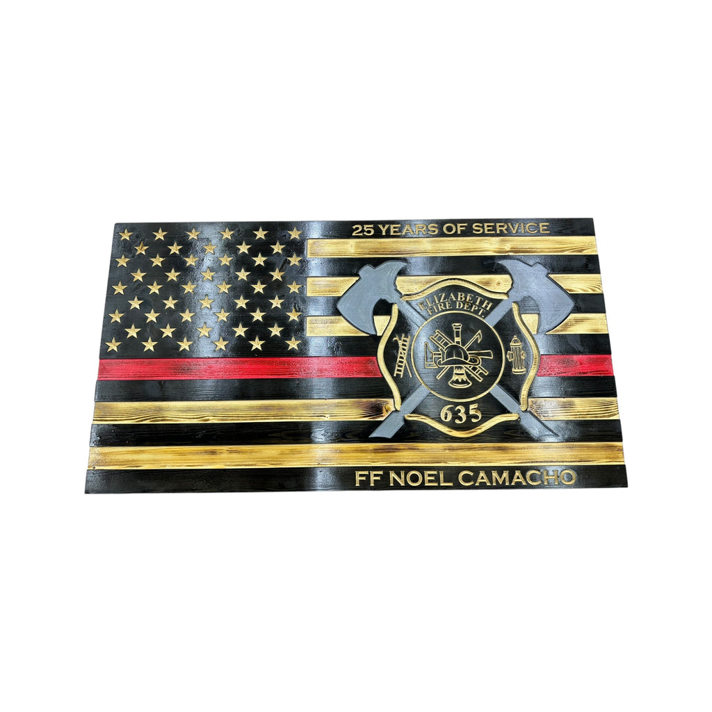 Custom Thin Red Line Firefighter Flag with Axes and Maltese Cross
