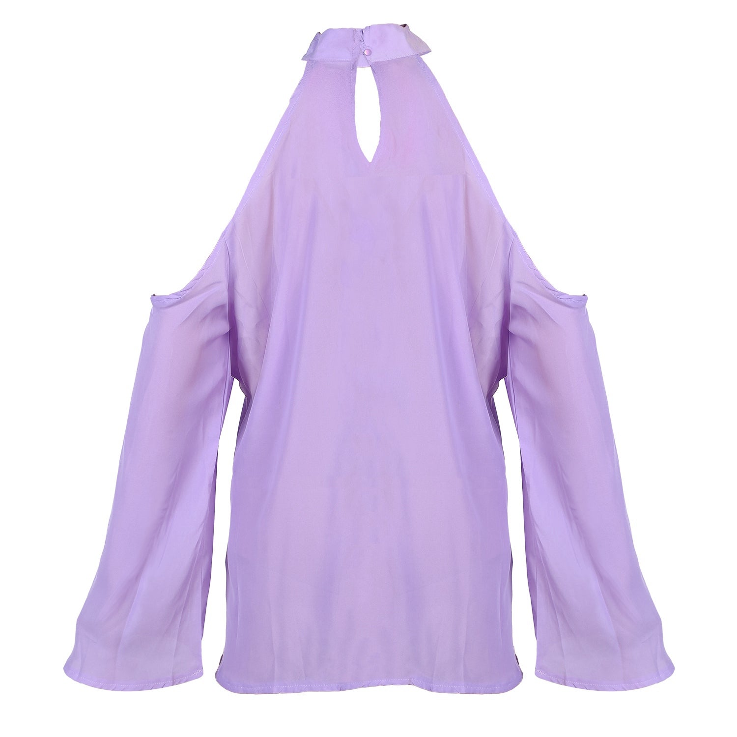 Women\'s Sexy Off The Shoulder Blouses Cold Shoulder Tops V-Neck Long Sleeve T-Shirt Solid Color Summer