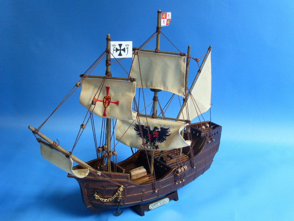 Wooden Santa Maria Limited Tall Model Ship 14""