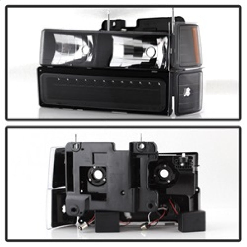 SPYDER Xtune 92-94 Blazer Full Size Corner/LED Bumper Headlights Black HD-JH-CCK88-LED-AM-BK-SET 5069542