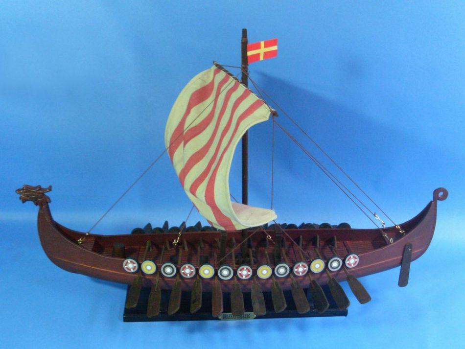 Wooden Viking Drakkar Model Boat 24""
