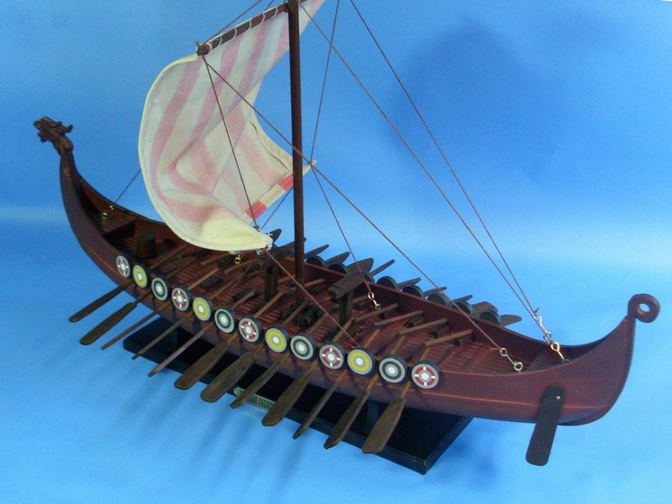Wooden Viking Drakkar Model Boat 24""