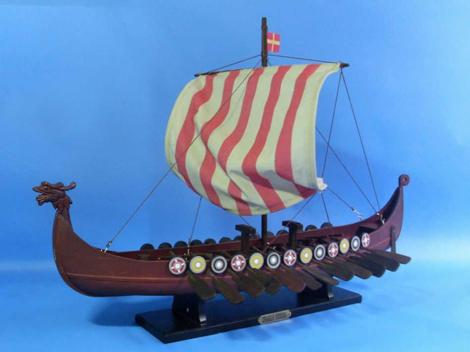 Wooden Viking Drakkar Model Boat 24""