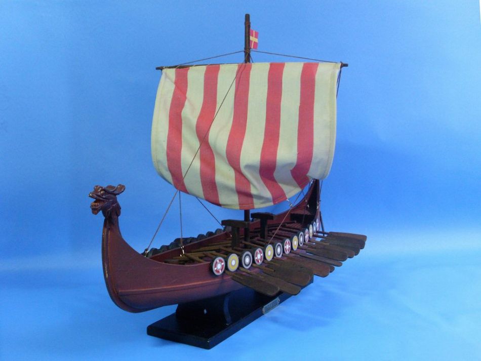 Wooden Viking Drakkar Model Boat 24""