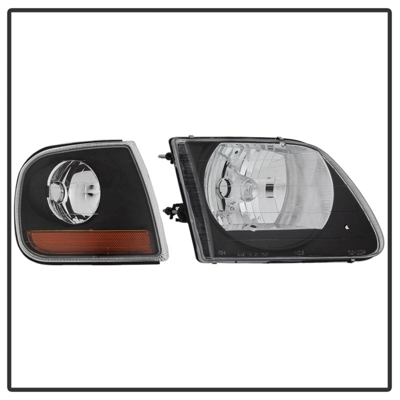 SPYDER xTune 97-03 Ford F-150 4pc OEM Style Headlights w/Corner - Black (HD-JH-FF15097-L-SET-BK) 9042638