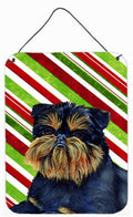 Brussels Griffon Candy Cane Holiday Christmas Wall or Door Hanging Prints Aluminum Metal Sign Kitchen Wall Bar Bathroom Plaque Home Decor Front Door Plaque, 12x16, Multicolor