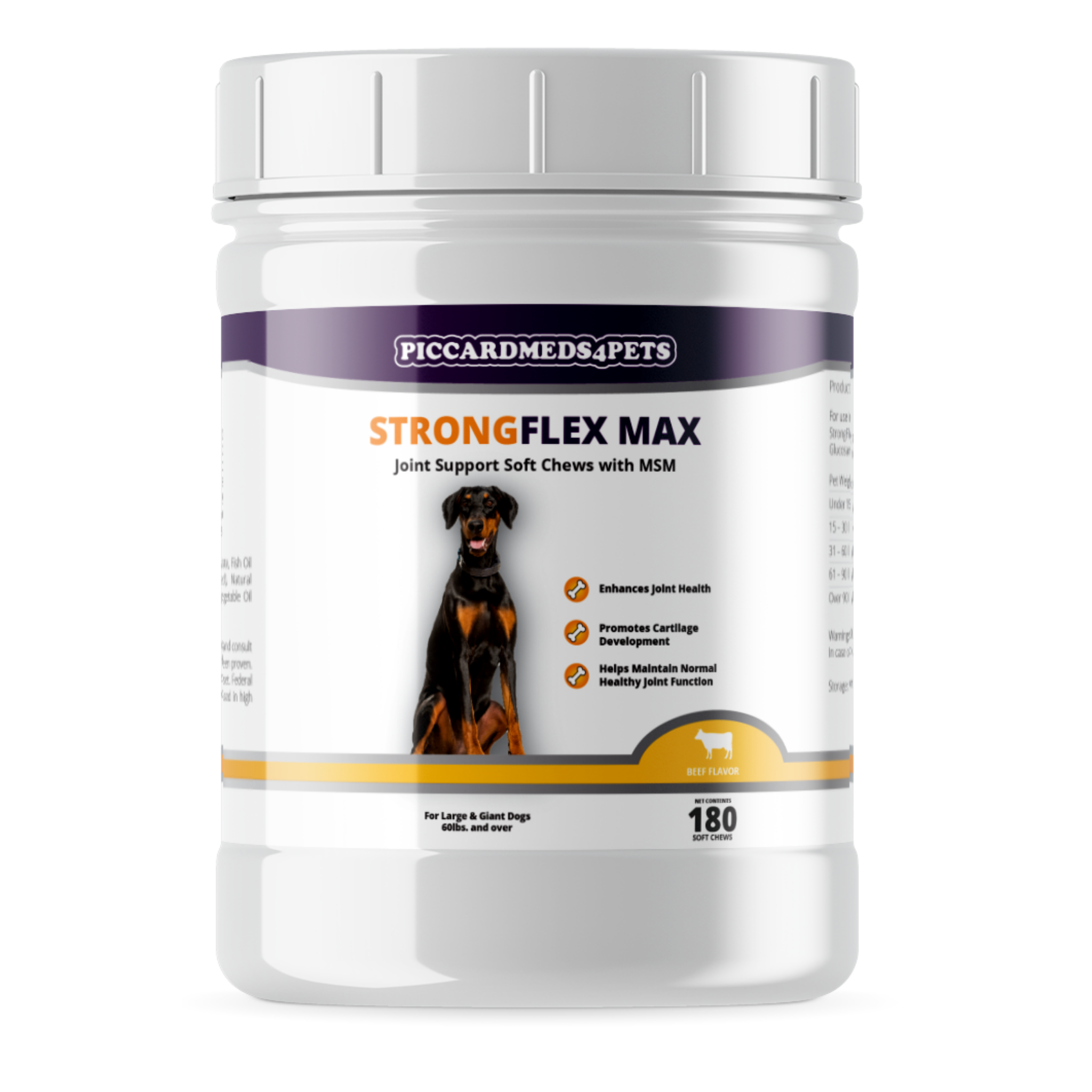Piccardmeds4pets StrongFlex Max Joint Support Chews Large Dogs 180ct + FREE Bandana!