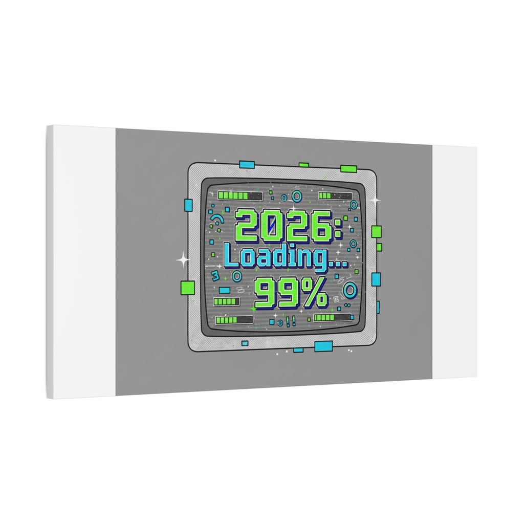 2026 Loading 99% Canvas | NYE countdown, retro system interface