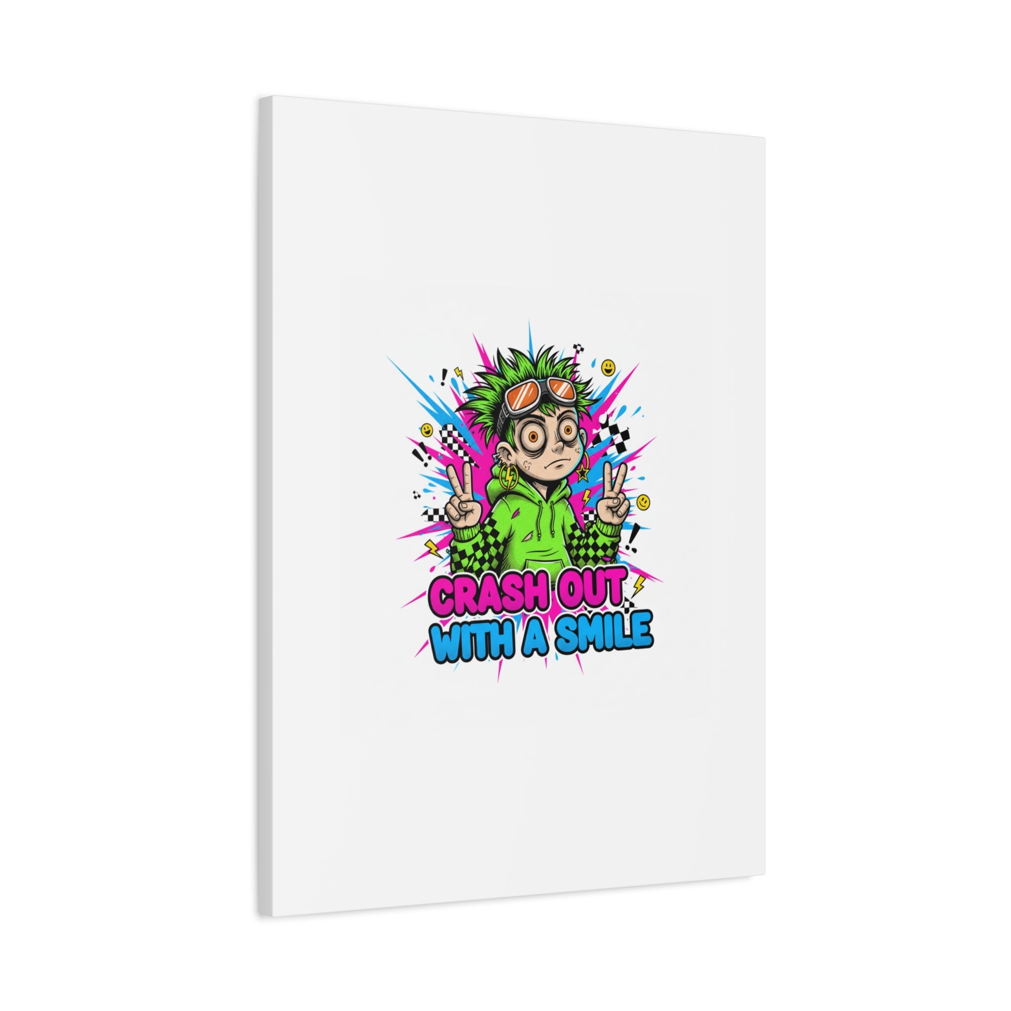 Crash Out With a Smile Canvas Print | Neon Skate Graffiti, Meme Meltdown Art