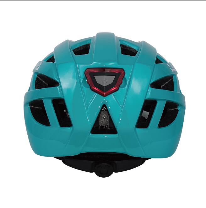 Male and female one-piece bicycle riding helmet with light