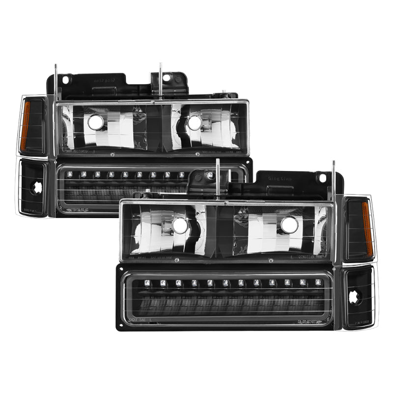 SPYDER Xtune 92-94 Blazer Full Size Corner/LED Bumper Headlights Black HD-JH-CCK88-LED-AM-BK-SET 5069542