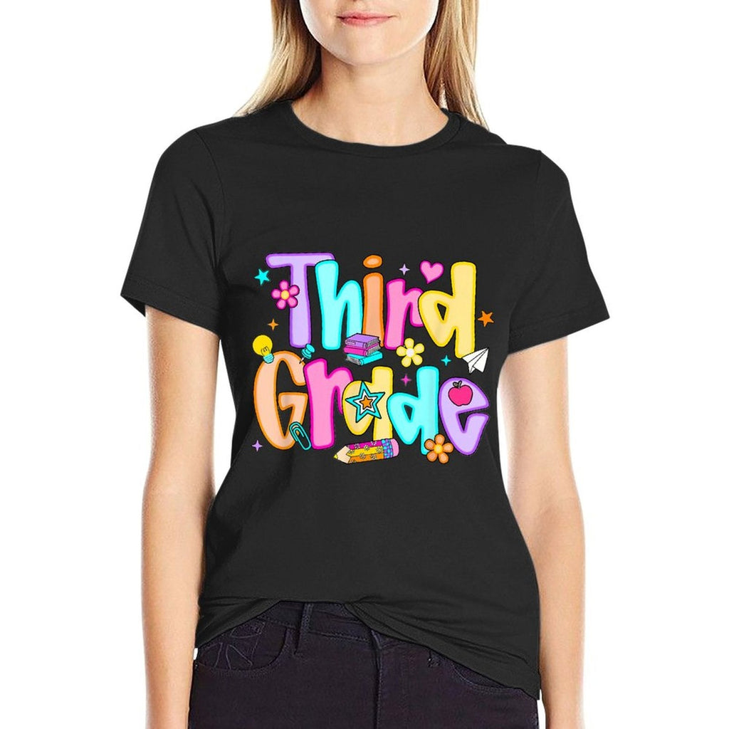 Back To School Preppy Third Grade 3rd Grade Teacher Girl Boy  Easy-care T-Shirt