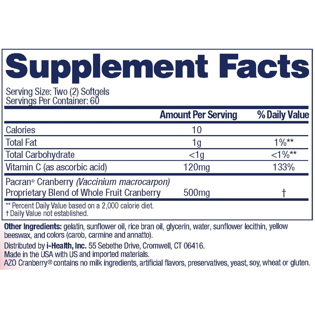 Urinary Tract Health Dietary Supplement AZO® Softgel 120 per Bottle 787651760230