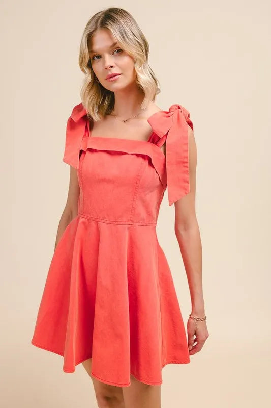 SO ME Fit and Flare Washed Gameday Dress