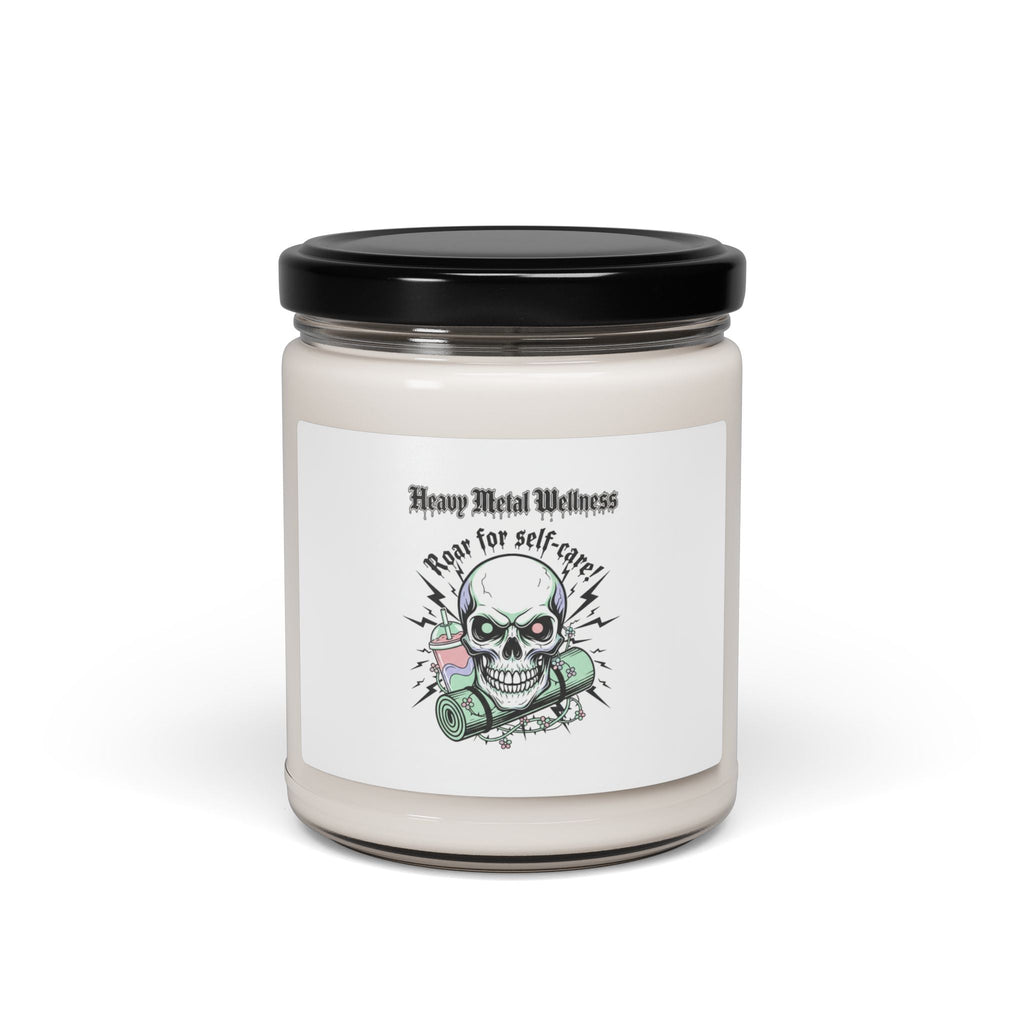 Heavy Metal Wellness Skull Candle | 9oz Scented Soy Candle, gothic wellness quote