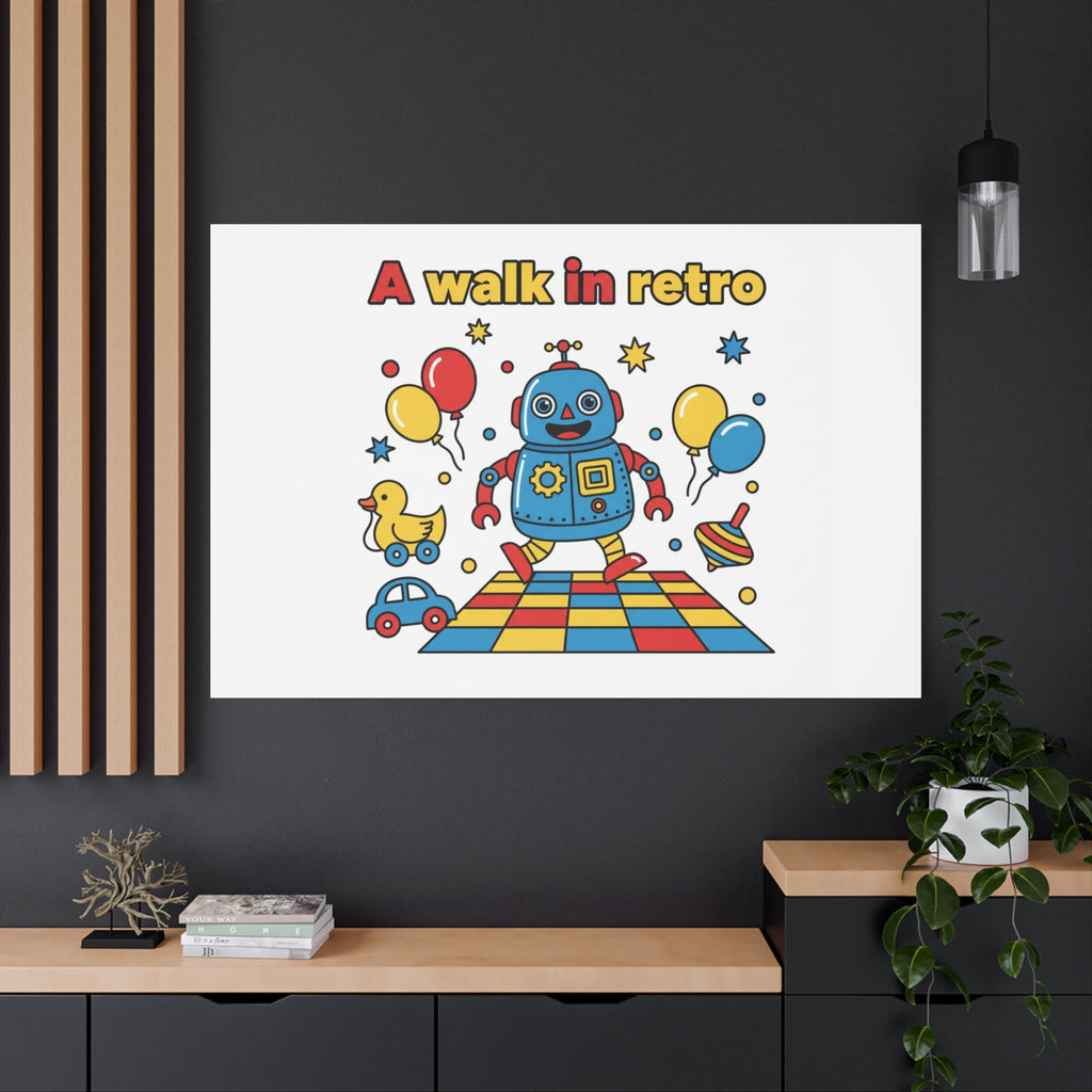 Retro Toy Robot Canvas | Throwback Kid, Primary Color Nostalgia