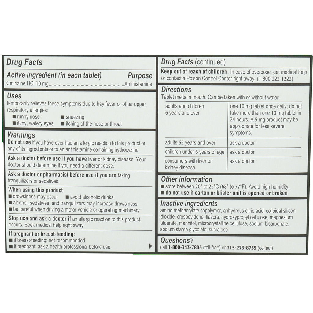 Zyrtec® Children's Allergy Orally Dissolve Tabs, Citrus Flavor 05058078212