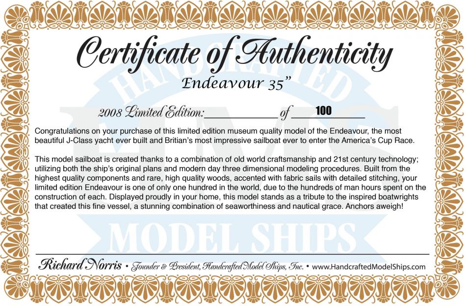 Wooden Endeavour Limited Model Sailboat Decoration 35""