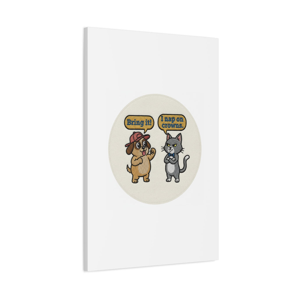 Funny Cat vs Dog Canvas | Pet Rivalry Wall Art
