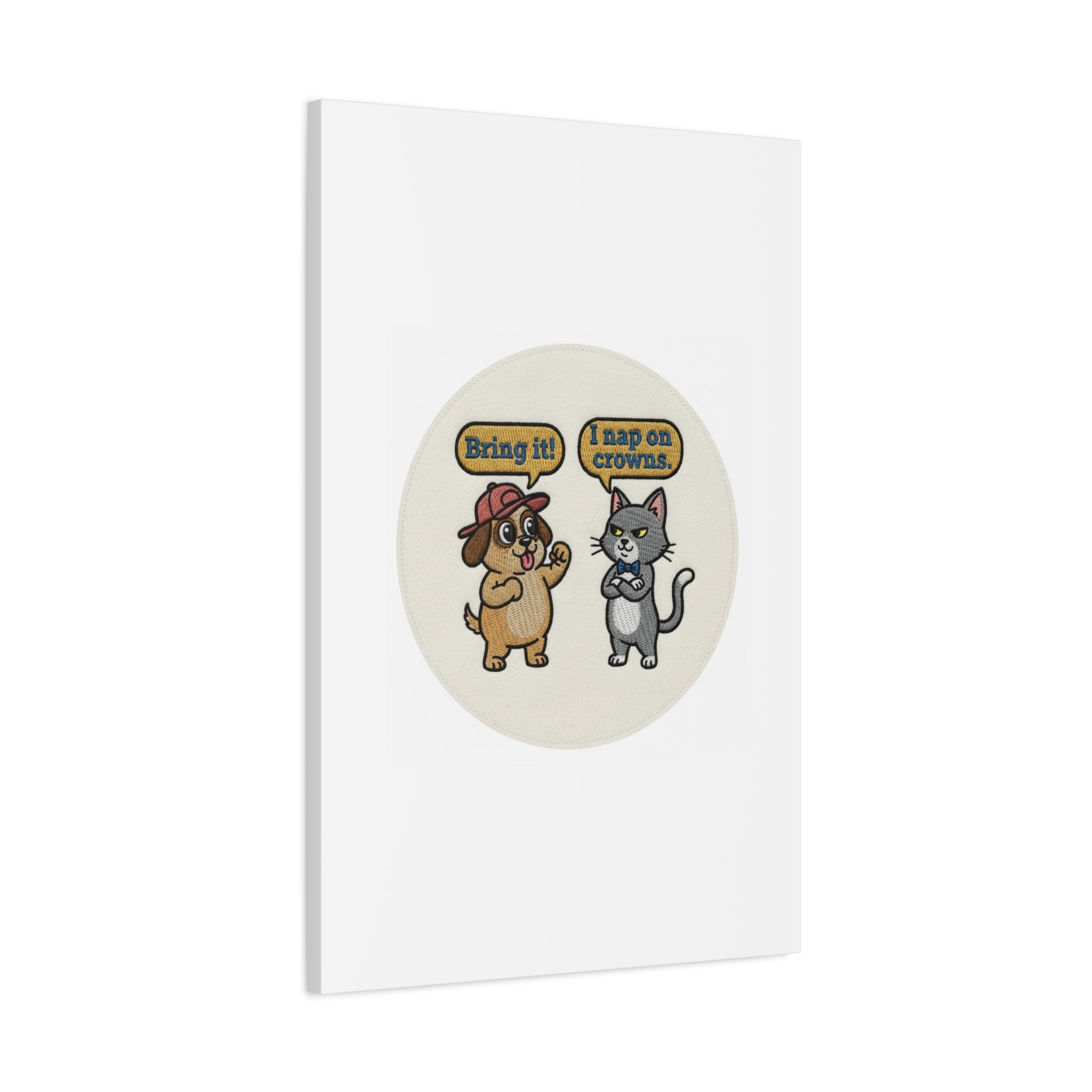Funny Cat vs Dog Canvas | Pet Rivalry Wall Art
