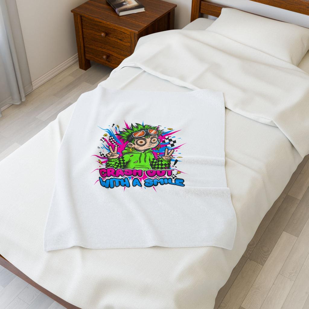 Crash Out With a Smile Velveteen Blanket | Crash Out, Neon Graffiti