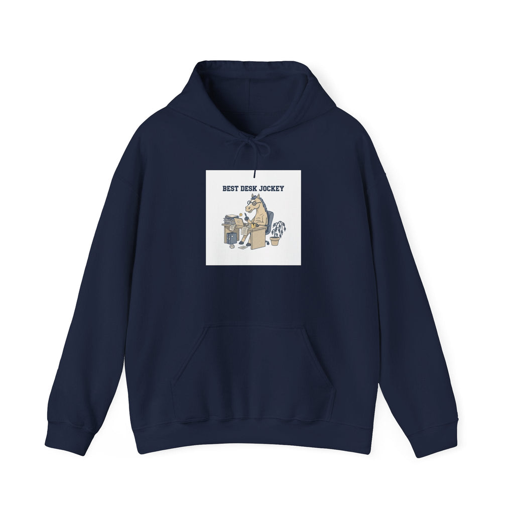 Work Horse Jockey Hoodie | corporate burnout parody, office horse design