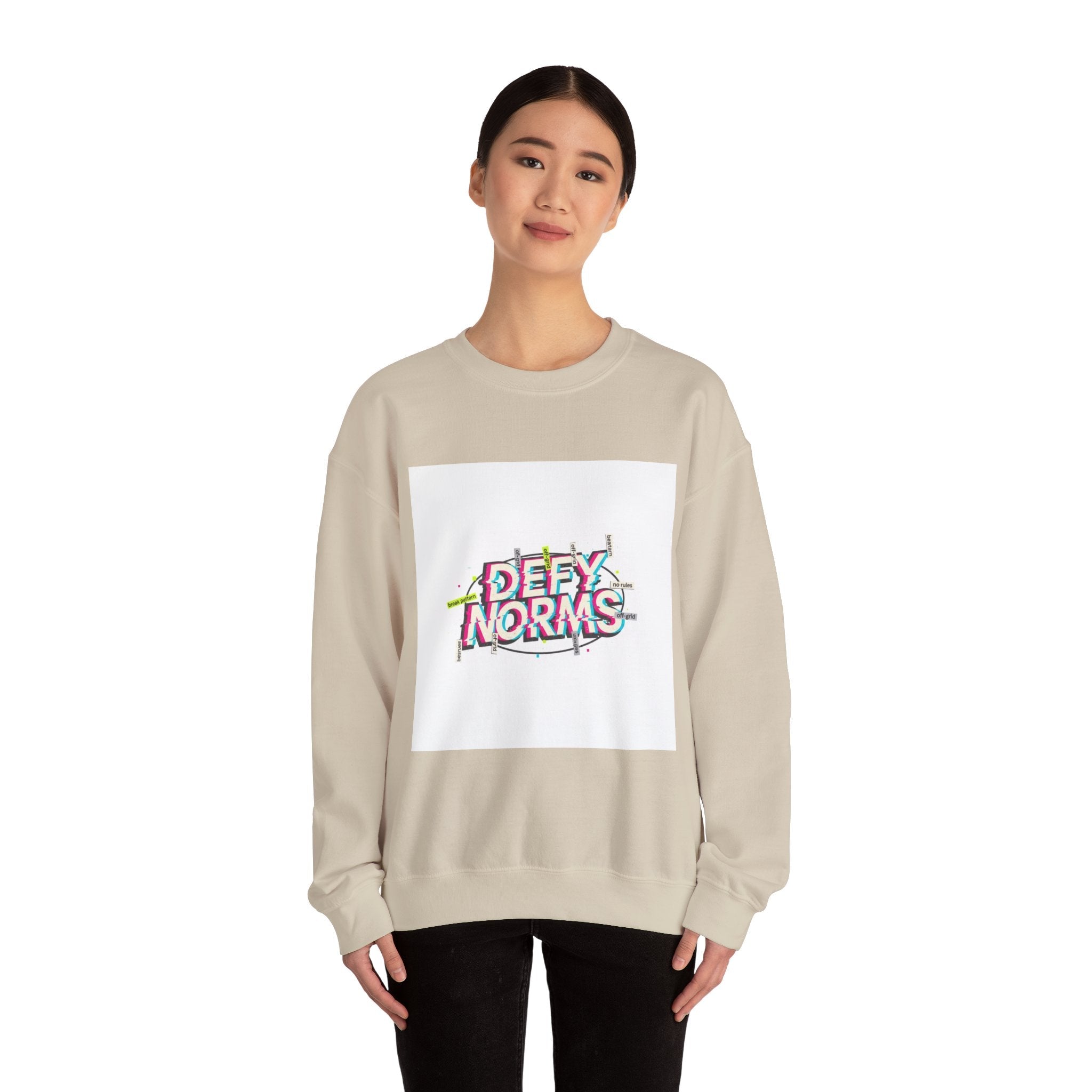 Defy Norms Crewneck Sweatshirt | anti-aesthetic, glitch font