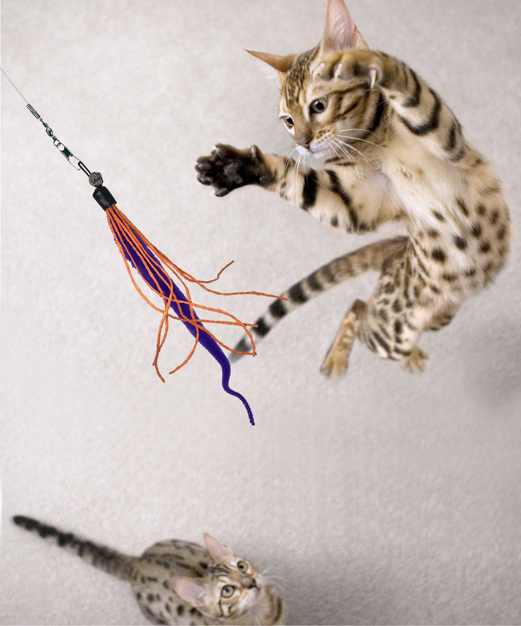 🪱🐱 Live Pawsitively Wiggly Wand Worm Cat Toy – Interactive Hunting Wand with Realistic Worm Attachment