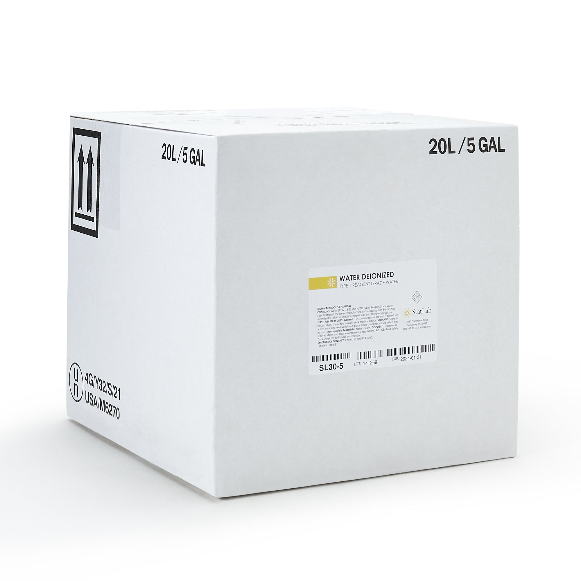 StatLab Medical Deionized Water, 5 gal. Cubitainer® SL30-5
