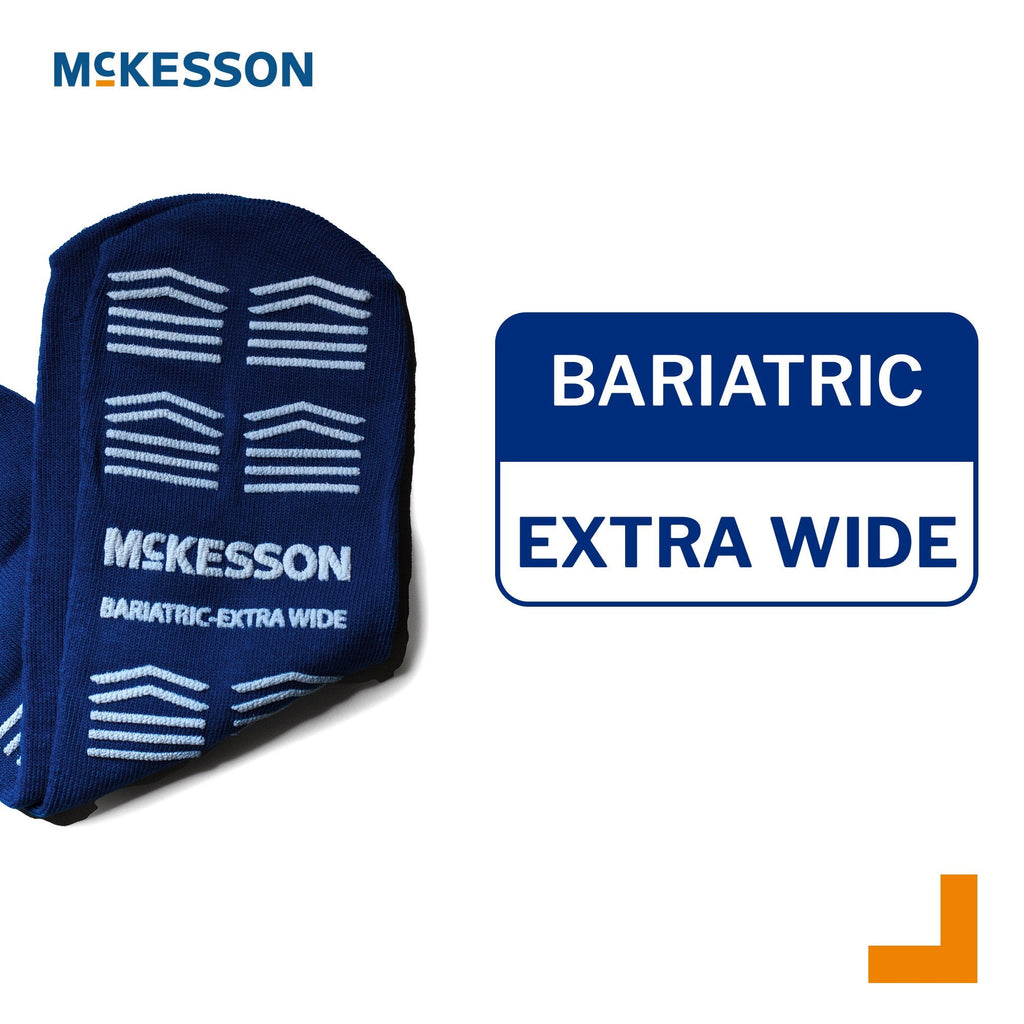 Slipper Socks McKesson Unisex Adult Bariatric / X-Wide Single Tread Single Patient Use Royal Blue 16-BXW-1099